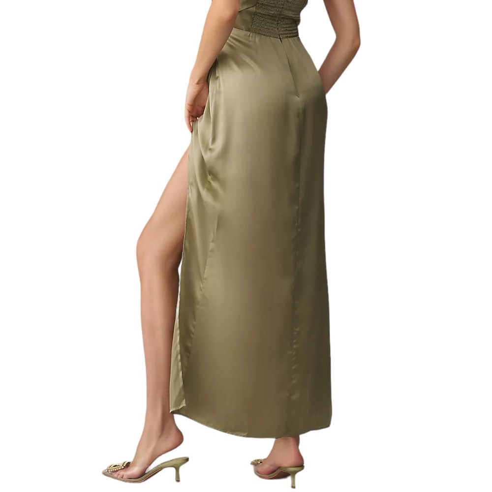 Reformation Dress Barrow Silk Maxi Gown Green Artichoke Sz 8 - Picture 2 of 15